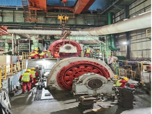 某钢铁两台6000KW同步电机现场大修+干冰清洗